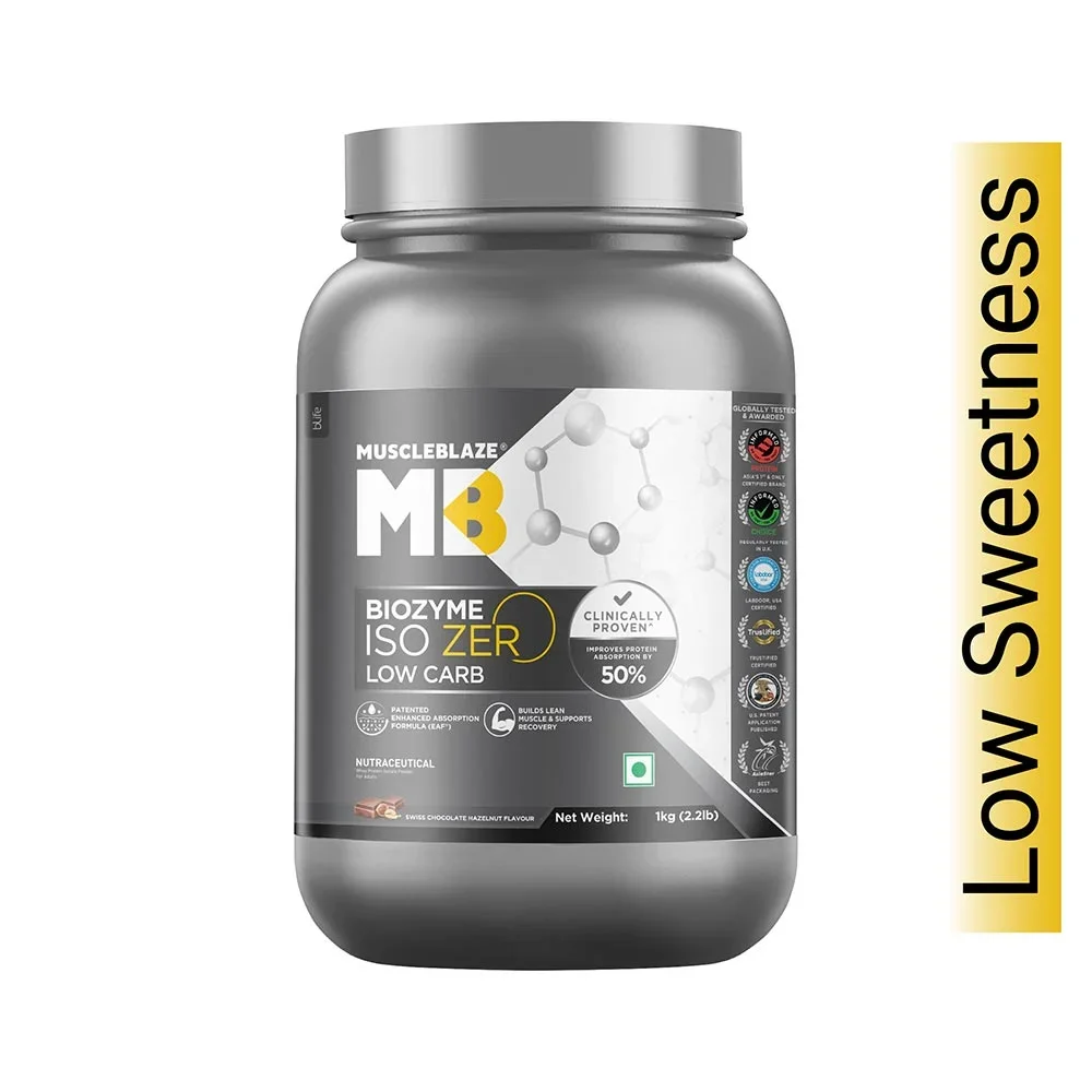 MuscleBlaze Biozyme Iso-Zero Low Carb | Swiss Chocolate Hazelnut | 1kg