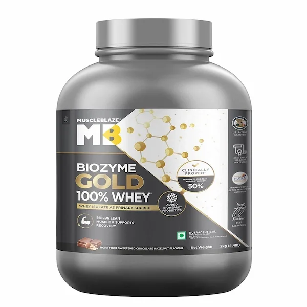 MuscleBlaze Biozyme Gold 100% Whey | Chocolate Hazelnut | 2kg