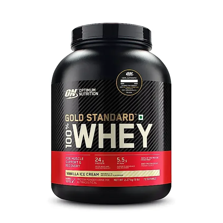 ON Gold Standard 100% Whey Protein Powder | Vanilla Ice Cream | 2.27kg