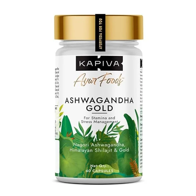 Kapiva Ashwagandha Gold Capsules with Shilajit & Gokshura | 60 Capsules