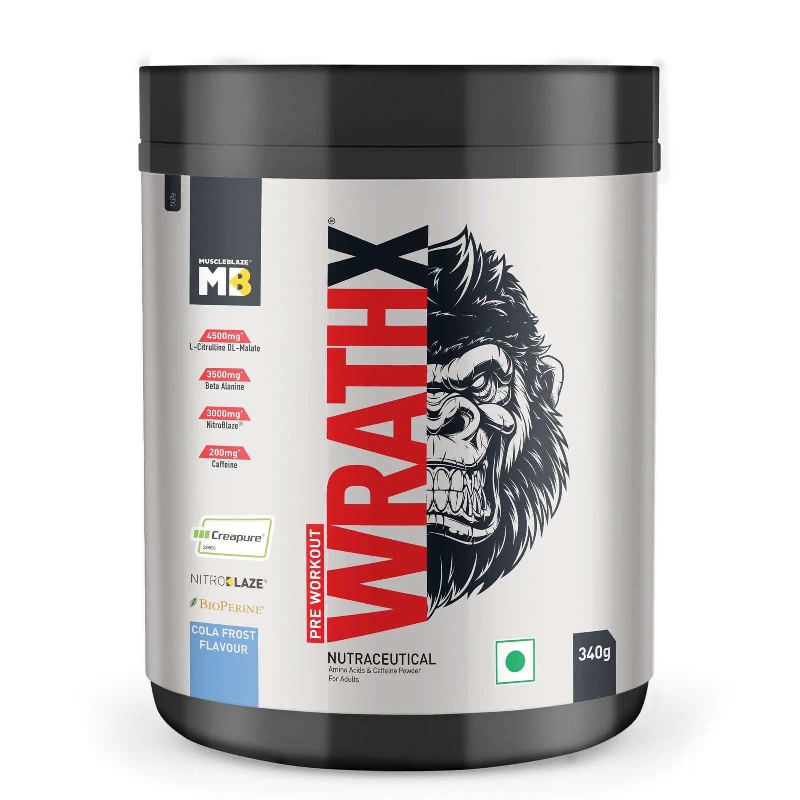 MuscleBlaze Pre Workout WrathX | Cola Frost | 340g