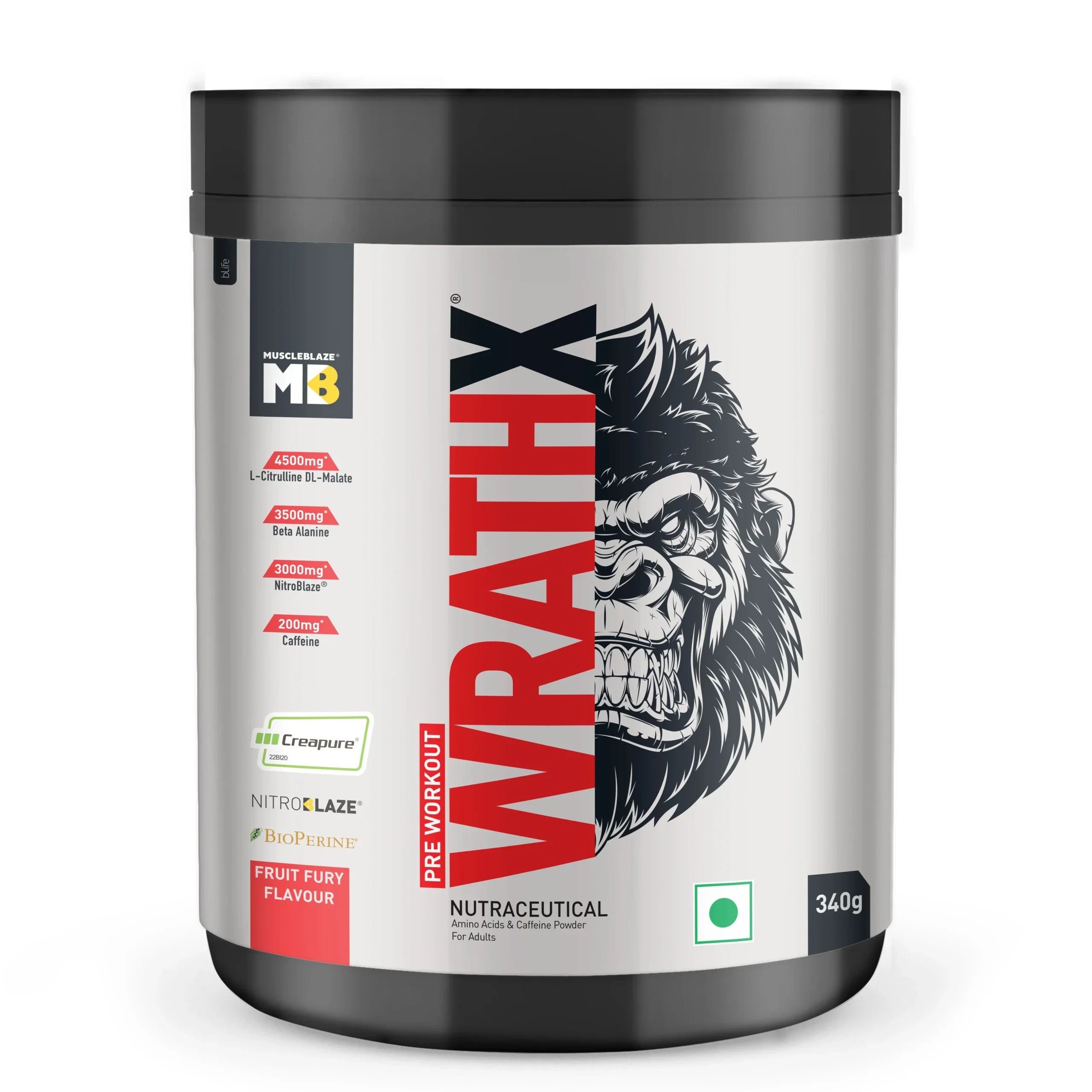 MuscleBlaze Pre Workout WrathX | Fruit Fury | 340g