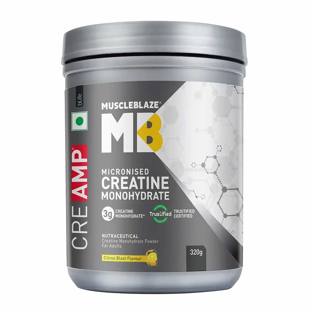 MuscleBlaze Creatine Monohydrate CreAMP | Citrus Blast | 320g