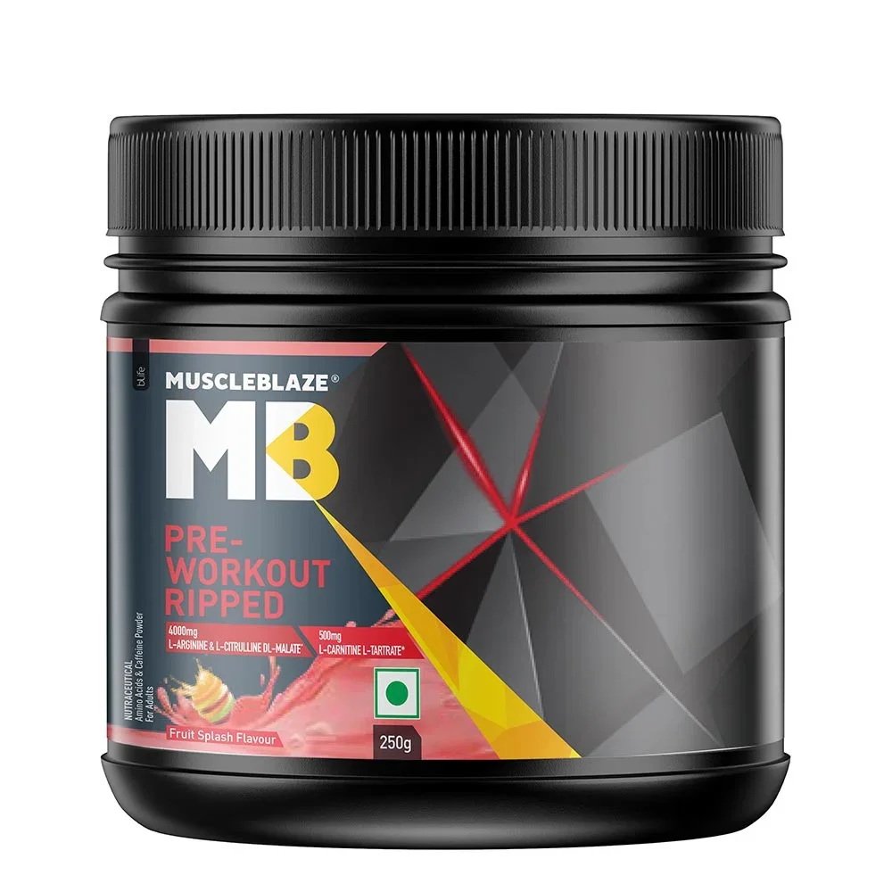 MuscleBlaze Pre Workout Ripped | Fruit Splash | 250g