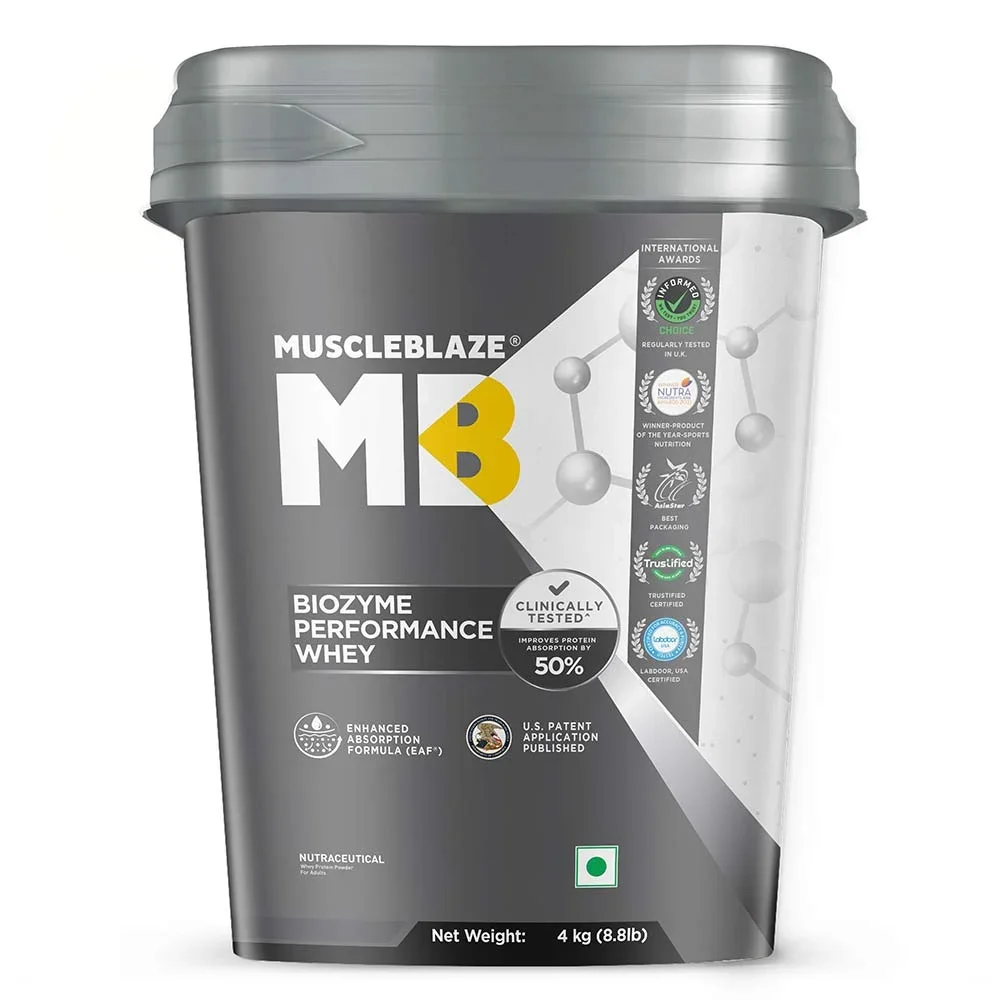 MuscleBlaze Biozyme Performance Whey | Rich Chocolate | 4kg