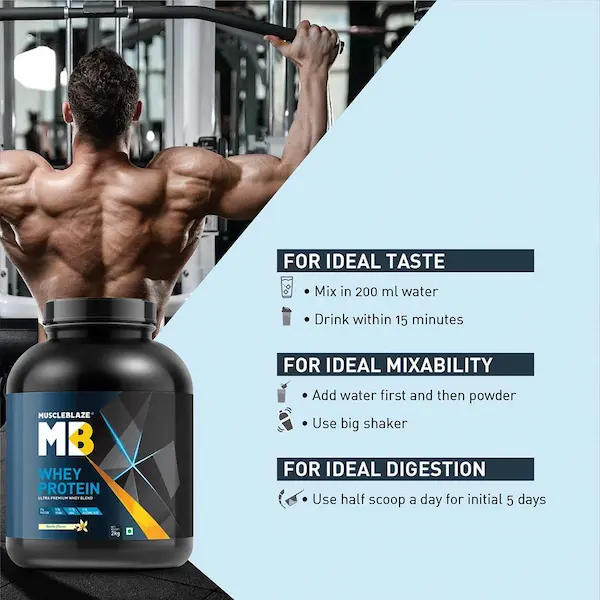 prd 1209981 MuscleBlaze 100 Whey Protein Supplement Powder with Digestive Enzyme 4.4 lb 60 Servings Vanilla o